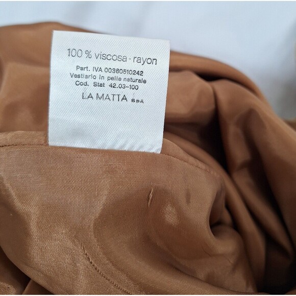 La Matta Suede Leather Women Pant Italy Brown High Waist Pleated Size Small - Picture 4 of 12